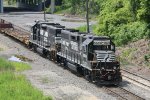 NS units leading a train out of Enola yard